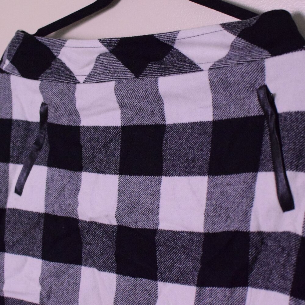 Women's Talbots Wool Blend Black & White Buffalo Check Plaid Skirt - Size 4 - Picture 6 of 6